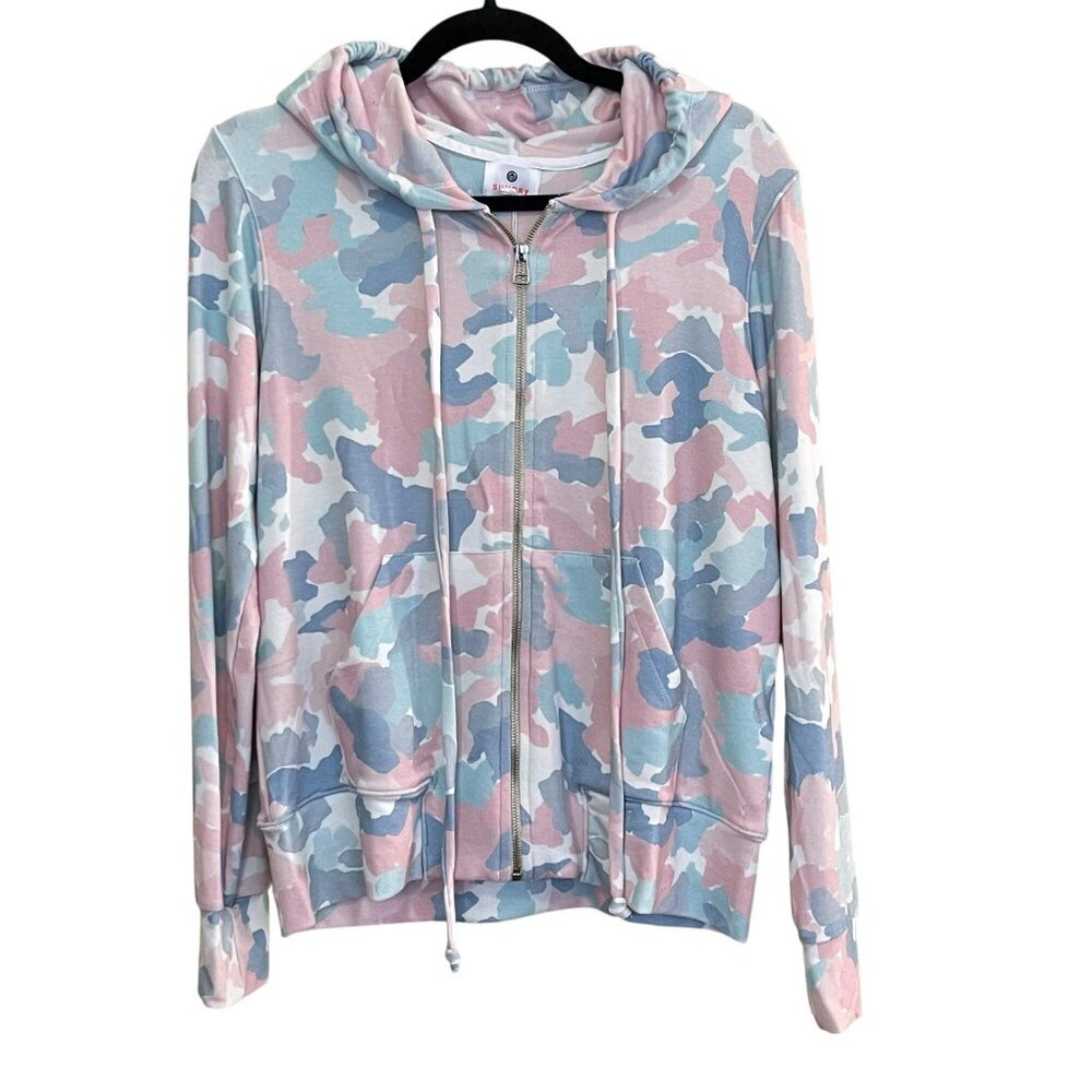 Sundry Pastel Camo Print Zip-Up Hoodie Jacket Size Small NWT